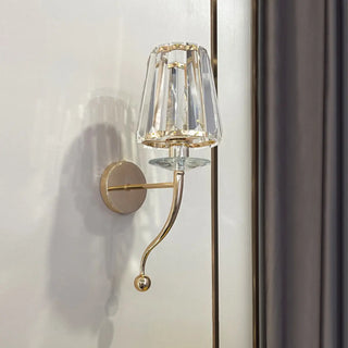 Stylish Clear Crystal Gold Cylinder Metal Wall Sconce Zawala Image - 23