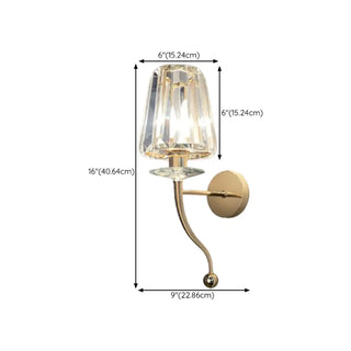 Stylish Clear Crystal Gold Cylinder Metal Wall Sconce Zawala #size