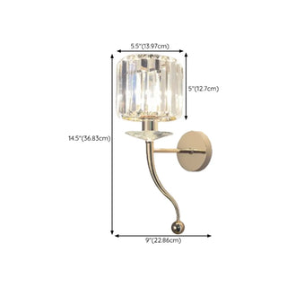 Stylish Clear Crystal Gold Cylinder Metal Wall Sconce Zawala Image - 25
