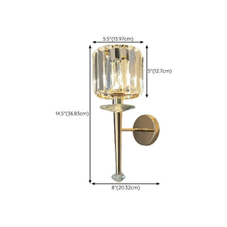 Stylish Clear Crystal Gold Cylinder Metal Wall Sconce Zawala Image - 27