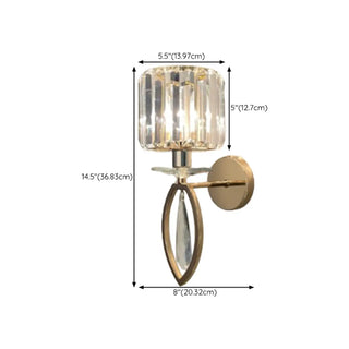 Stylish Clear Crystal Gold Cylinder Metal Wall Sconce Zawala Image - 29