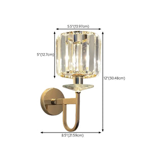 Stylish Clear Crystal Gold Cylinder Metal Wall Sconce Zawala Image - 31