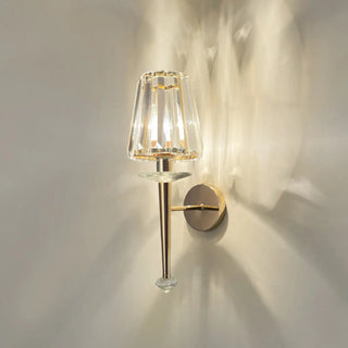 Stylish Clear Crystal Gold Cylinder Metal Wall Sconce Zawala Image - 6