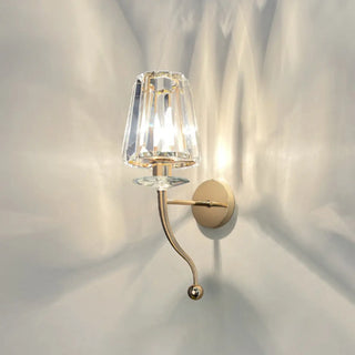 Stylish Clear Crystal Gold Cylinder Metal Wall Sconce Zawala Image - 9