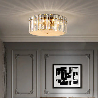 ZOWALA - Glam Gold Crystal Drum Flush Mount Light Image - 1