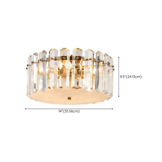ZOWALA - Glam Gold Crystal Drum Flush Mount Light #size