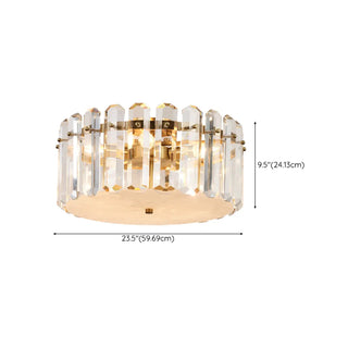 ZOWALA - Glam Gold Crystal Drum Flush Mount Light Image - 16