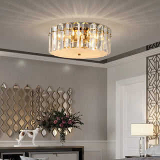 ZOWALA - Glam Gold Crystal Drum Flush Mount Light Image - 3