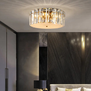 ZOWALA - Glam Gold Crystal Drum Flush Mount Light Image - 4
