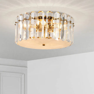 ZOWALA - Glam Gold Crystal Drum Flush Mount Light Image - 6