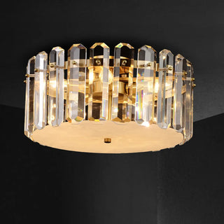 ZOWALA - Glam Gold Crystal Drum Flush Mount Light Image - 7