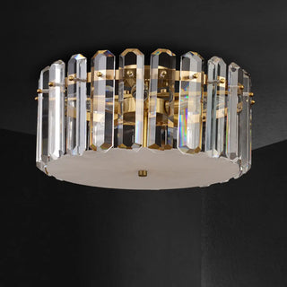 ZOWALA - Glam Gold Crystal Drum Flush Mount Light Image - 8