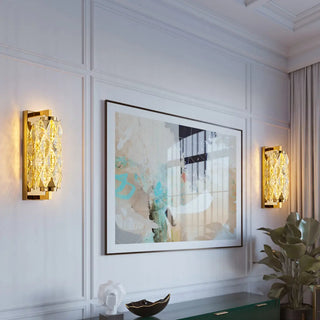 Luxury Gold Geometric Crystal Wall Light Fixture Zawala Image - 1