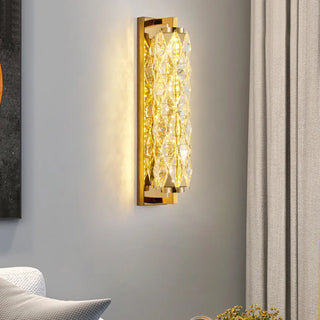 Luxury Gold Geometric Crystal Wall Light Fixture Zawala Image - 3