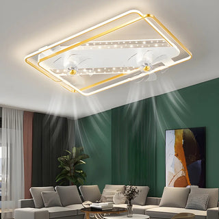ZOWALA - Glam Gold Rectangular Ceiling Fan with Light Image - 1