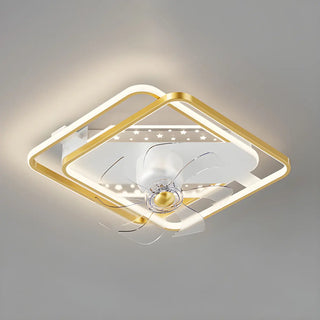 ZOWALA - Glam Gold Rectangular Ceiling Fan with Light Image - 11