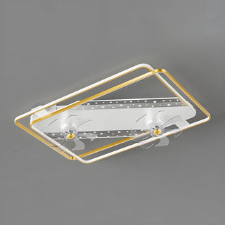 ZOWALA - Glam Gold Rectangular Ceiling Fan with Light Image - 17