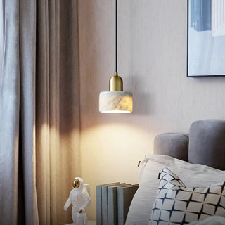 ZOWALA - Minimalist Green Cylinder Marble Bedroom Pendant Light Image - 1