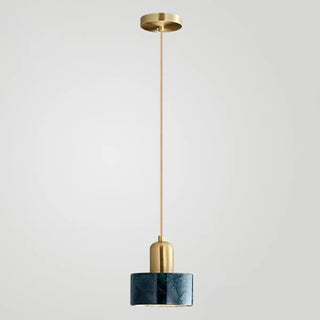 ZOWALA - Minimalist Green Cylinder Marble Bedroom Pendant Light Image - 10