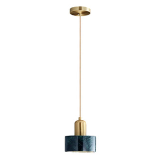 ZOWALA - Minimalist Green Cylinder Marble Bedroom Pendant Light Image - 12