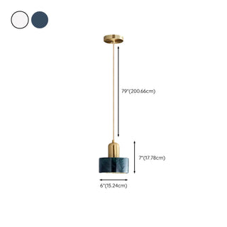 ZOWALA - Minimalist Green Cylinder Marble Bedroom Pendant Light #size
