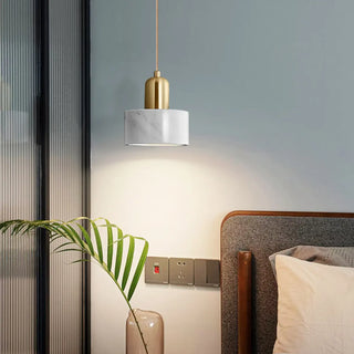 ZOWALA - Minimalist Green Cylinder Marble Bedroom Pendant Light Image - 4