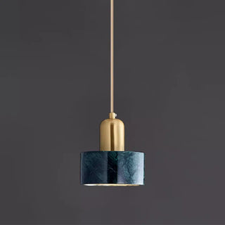 ZOWALA - Minimalist Green Cylinder Marble Bedroom Pendant Light Image - 7