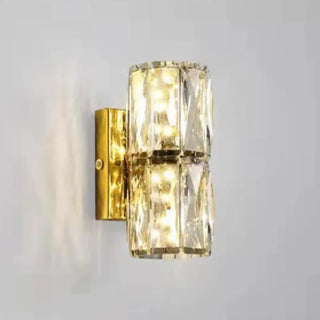 Luxurious Crystal Glass Cylinder Chrome Wall Sconce Zawala Image - 11
