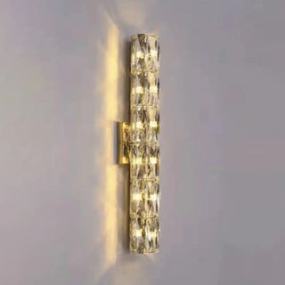 Luxurious Crystal Glass Cylinder Chrome Wall Sconce Zawala Image - 14