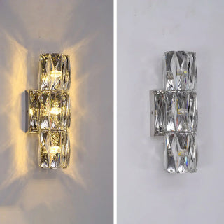 Luxurious Crystal Glass Cylinder Chrome Wall Sconce Zawala Image - 18