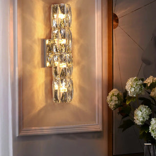 Luxurious Crystal Glass Cylinder Chrome Wall Sconce Zawala Image - 2