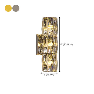 Luxurious Crystal Glass Cylinder Chrome Wall Sconce Zawala Image - 22