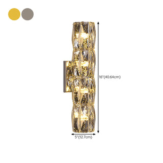 Luxurious Crystal Glass Cylinder Chrome Wall Sconce Zawala Image - 23