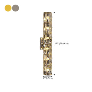 Luxurious Crystal Glass Cylinder Chrome Wall Sconce Zawala Image - 24