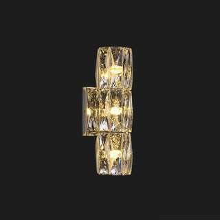 Luxurious Crystal Glass Cylinder Chrome Wall Sconce Zawala Image - 4