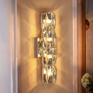 Luxurious Crystal Glass Cylinder Chrome Wall Sconce Zawala Image - 5