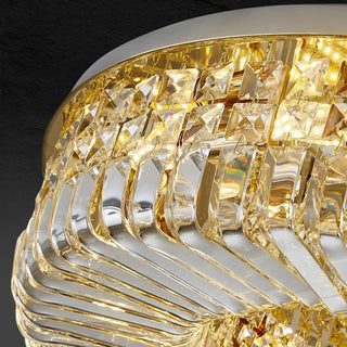 ZOWALA - Glam Round Gold Crystal Flush Mount Light Image - 15