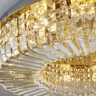 ZOWALA - Glam Round Gold Crystal Flush Mount Light Image - 16