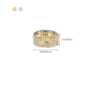 ZOWALA - Glam Round Gold Crystal Flush Mount Light #size