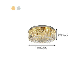 ZOWALA - Glam Round Gold Crystal Flush Mount Light Image - 20