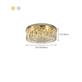 ZOWALA - Glam Round Gold Crystal Flush Mount Light Image - 21