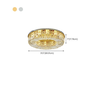 ZOWALA - Glam Round Gold Crystal Flush Mount Light Image - 22