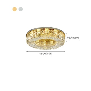 ZOWALA - Glam Round Gold Crystal Flush Mount Light Image - 23