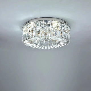 ZOWALA - Glam Round Gold Crystal Flush Mount Light Image - 5