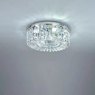 ZOWALA - Glam Round Gold Crystal Flush Mount Light Image - 7