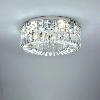 ZOWALA - Glam Round Gold Crystal Flush Mount Light Image - 12