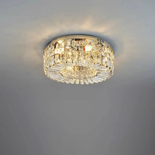 ZOWALA - Glam Round Gold Crystal Flush Mount Light Image - 8