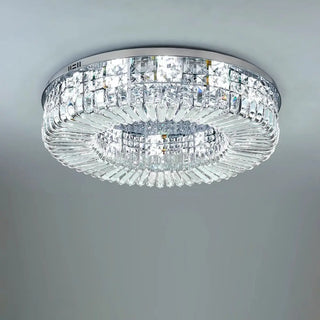 ZOWALA - Glam Round Gold Crystal Flush Mount Light Image - 13