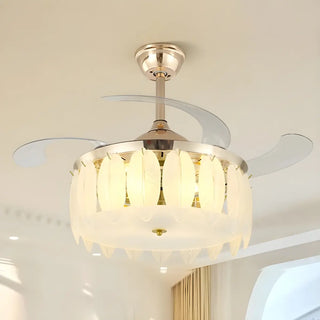 Luxurious Shell Shape Gold LED Ceiling Fan Light Zawala Image - 10