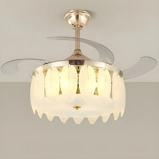 Luxurious Shell Shape Gold LED Ceiling Fan Light Zawala Image - 11